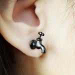  [grlhx130032]Cool Black Tap Earrings