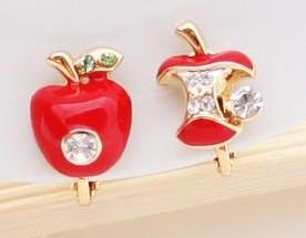 [grlhx130008]Shiny Red Apple Earrings For Two