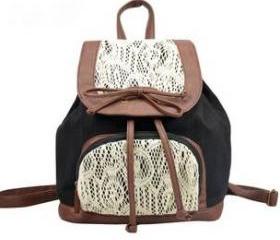 [grlhx120003]Retro Cute Lace Bowknot Backpack Bag