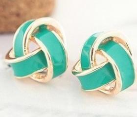 [grd03066]Retro Vintage Green Flower Earrings