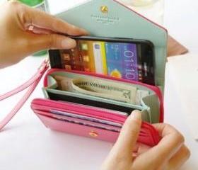 [grdx00172A] Pink Phone bag purse change purse Wallet With Card Pocket