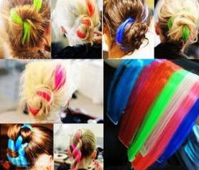 [grlhx190004] Wig Fashion Hair piece For Three blue,purple,pink