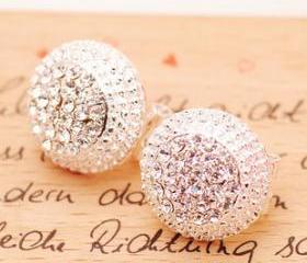 [grlhx130029]Shniy Rhinestone Cap Earrings
