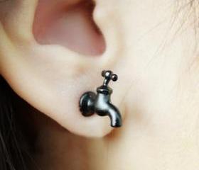  [grlhx130032]Cool Black Tap Earrings