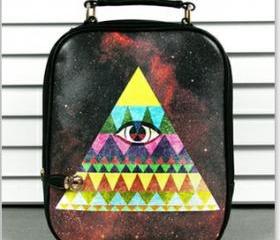 [grlhx120060]Cool Colorful Shiny Triangle Eye Backpack bag 
